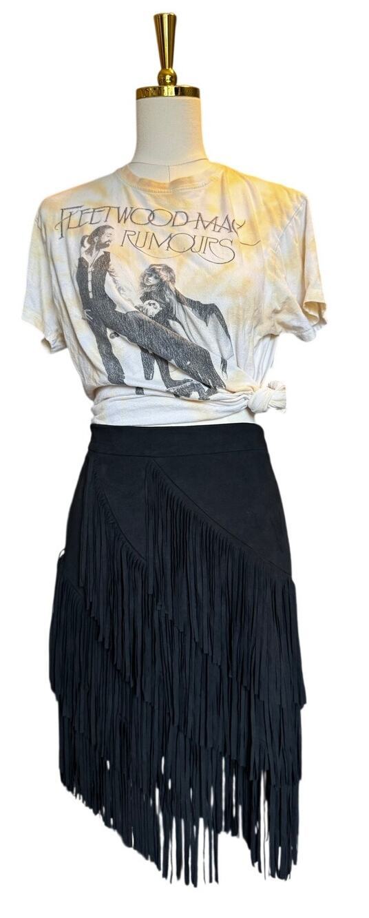 Idyllwind Black Tiered Fringe Western Midi Skirt Size Large Cowgirl Festival
